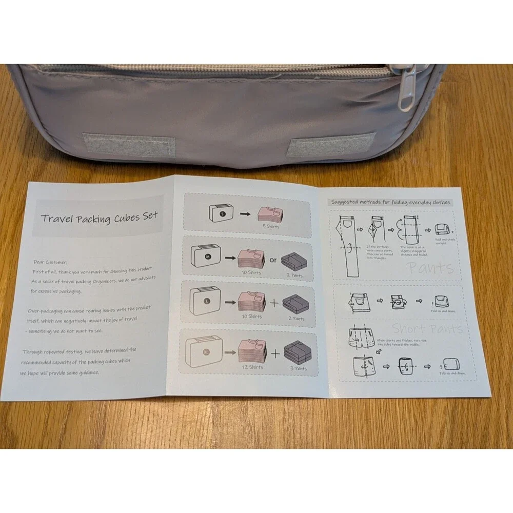 Cream 7-Piece Packing Cube Luggage Travel Organizer Storage Bag Set